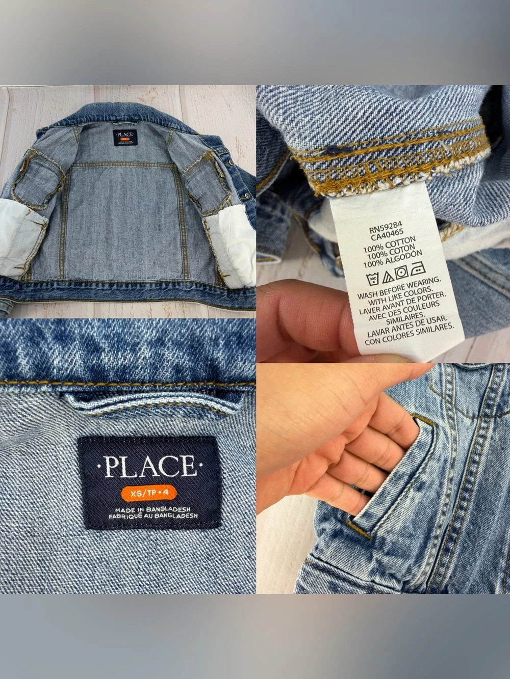 Children’s Place Girls Denim Jacket Size‎ 4 Blue Classic Trucker